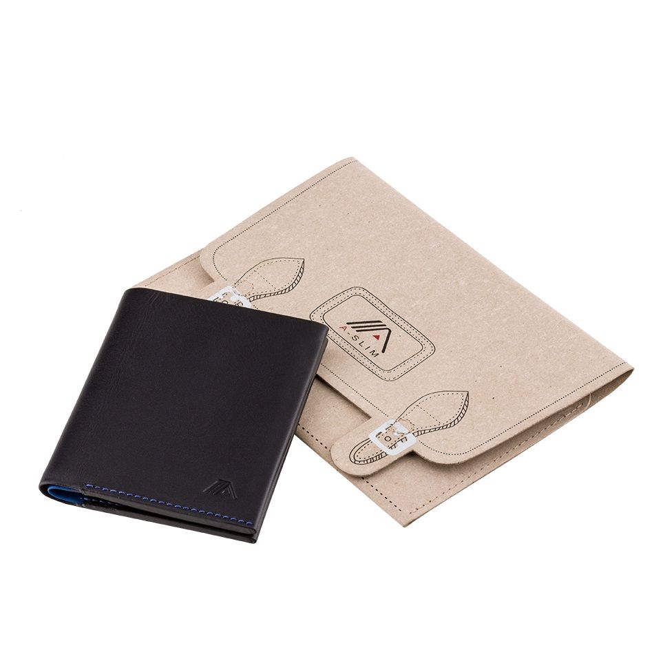 A-SLIM Leather Wallet Machete - Black/Blue